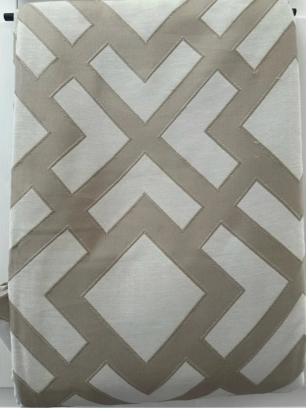 Geometric Luxury Jacquard Linen Curtain Panels Set of 2 Taupe Grey NWT